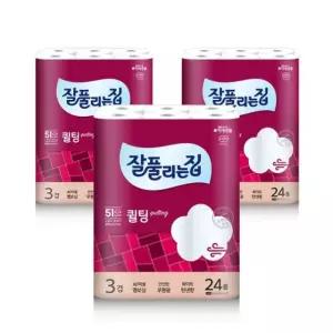잘풀리는집 더도톰한 3겹 퀼팅 30m 24롤 3개
