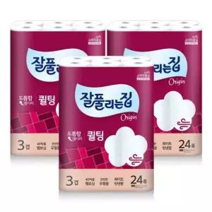 잘풀리는집 더도톰한3겹 퀼팅 화장지 30Mx24롤 3팩