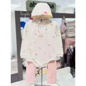[압소바](하남점)(26년F/W 임신출산백일돌축하선물)노어바디슈트+모자+바지세트(AB2671BU06PI)핑크