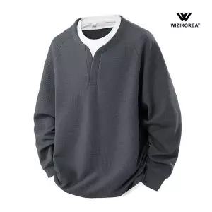 위즈아이 와플 레이어드 긴팔 티셔츠 봄 가을 오버핏 긴팔티 WI071T 1198143