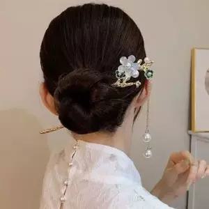 비녀 큐빅 진주 비녀 한복 뒤꽂이 머리장식-WFQZ8EH