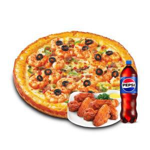 (미스터피자) 쉬림프골드M+핫윙8+콜라1.25L