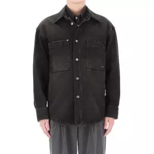 우영미 [명품] 26SS 틴 워싱 데님 백로고 셔츠 W261SH27970B