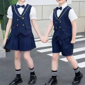 네이비 4버튼 조끼 교복세트 유치원 어린이집 합창단.