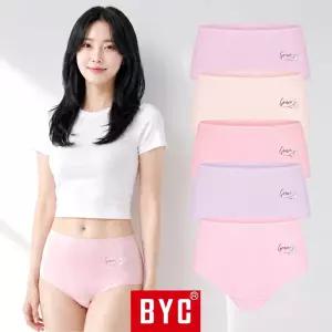 BYC 여성 팬티 세트 5매 순면 맥시 요일 삼각 엄마 아줌마 여자 속옷 WCP9138