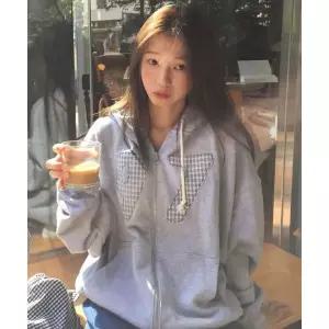 CGP 넘버링 체크 패치 후드 집업_멜란지그레이CBEFUTC001MG