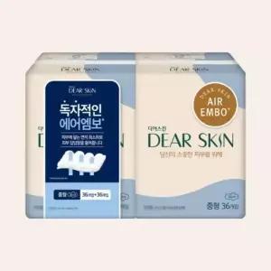 디어스킨 에어엠보 생리대 기획세트 (중형 36P X 2팩)