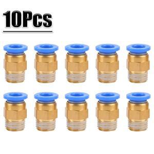 10PCS 공압 공기 커넥터 피팅 PC 4mm 6mm 8mm 10mm 스레드 1/4 1/8 3/8 1/2 호스 파이프 퀵
