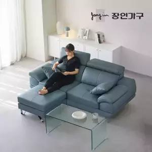 장인가구 베스테 천연면피 가죽 3인 소파+스툴