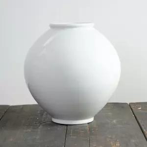 박수재 수공예 달항아리 유광 5호 40cm 대형 소품 돌상 돌사진 화병 풍수지리