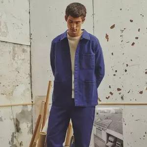 르몽생미셸 몰스킨 남성 M Genuine Lmsm Work Jacket_Blue_LSTA0JK61M
