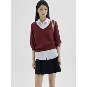 [ZOOC](신세계 사우스시티)스트라이프 셔츠 블록 니트 Z263KSK008