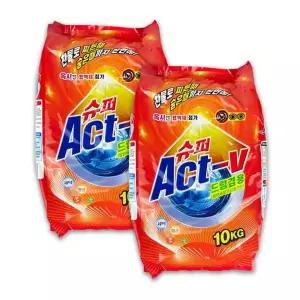 세제 빨래 가루세제 일반드럼겸용 일반세탁기세제 세탁기세제 2개입 슈퍼액트 10kg -TJ