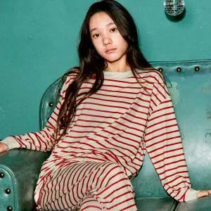 마밤 MSMV 아동 주니어 잠옷 피치기모 초등학생 내의 키즈 9부 실내복 디얼ST크림레드