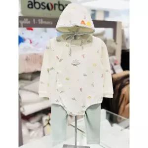 [압소바](광주신세계)(26년F/W 임신출산백일돌축하선물)노어바디슈트+모자+바지세트(AB2671BU06GR)그린
