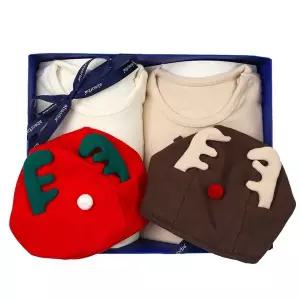 갤러리아 (쌍둥이출산,백일,돌,아기상하복)트리상하레드+브라운두벌세트(AB