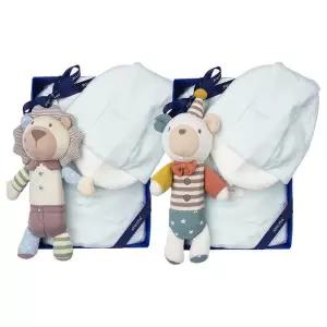 갤러리아 (압소바출산,백일우주)라우우주복(모자)블루+사자,곰딸랑이세트(A