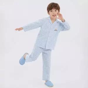 [하프클럽/산리오]산리오캐릭터즈 아동용 시나모롤 체크 9부 파자마 잠옷 세트