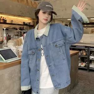 청 봄 데님 재킷 20대 30대 여자 스타일 면 자켓 여성 봄패션 외출 루즈핏 여자 청 자켓 깔끔 데님