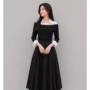 JJ지고트 카라 셔츠 배색 티블라우스 GS9N0BL351