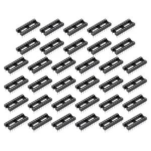 MECCANIXITY 48Pcs DIP IC 칩 소켓 어댑터 2.54mm 피치 로우 20핀 어셈블리 키트 라운드 홀 내로우 바디