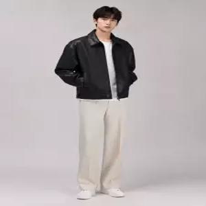 [후앙스]오버핏 베이직 미니멀 집업 레더 자켓 DRJP9267
