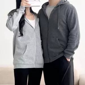 남자 여자 기본 무지 깔끔한 스타일 베이직 기모 후드 집업 자켓 집업 풀 자켓 슬림핏 플리스 가디건