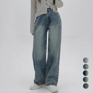 코모도 여성 와이드 청바지 뒷밴딩 롱 데님 팬츠 일자 통바지 (3단기장) 5200