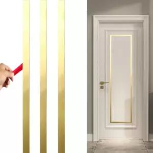 골드 메탈라이즈드 월 트림 몰딩 스테인리스 스틸 필 앤 스틱 천장 바닥 거울 모서리 캐비닛 DIY 홈