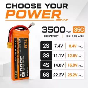 수집품 RC 3500mAh35C LiPoBattery2S3S4S6S 7.4V 11.1V 14.8V 22.2V 충전식 배터리 FPV 드론 자동차 비행기