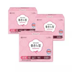 좋은느낌 생리대 에어핏쿠션 울트라슬림 중형18개입x3팩
