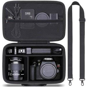 CANON EOS T7 / T100 R50 R100 R5 R6 MARK II 90D DSLR용 CO2CREA 카메라 케이스 | 내부 맞춤 설정 가능 탈부착 가능한 패딩 칸막이 3개 후크 앤 루프 고정장치 및 렌즈 정리 기능