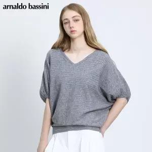 [아날도바시니(ARNALDO BASSINI)] 요꼬골지 브이넥 퍼프소매 니트 (택가격 98000원)
