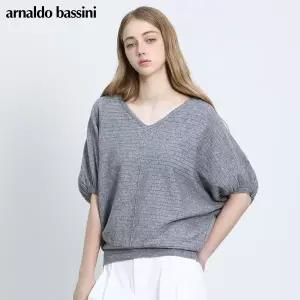 [아날도바시니(ARNALDO BASSINI)] 요꼬골지 브이넥 퍼프소매 니트 (택가격 98000원)