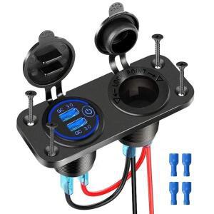 12V/24V 듀얼 USB 소켓 패널 QC3.0 차량용 충전기 어댑터 콘센트 시거잭 자동차 보트 RV 오토바이용