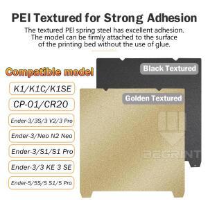 K1 PEI 빌드 플레이트 베드 k1 235mmx235mm 엔더 3 v3/ 5 S1 프로 핫베드용 마그네틱 시트