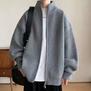 하이넥 니트 집업 여성용 가을 겨울 아우터 상의 따뜻한 스탠드 카라 가디건 집업 티셔츠 데일리룩 니트 자
