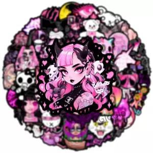 50개 만화 고딕 스타일 스티커 보라색 호러 그래피티 노트북 스케이트보드 전화기 기타 자동차 방수 장식