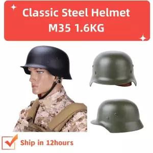 독일 M35 헬멧 1.6Kg 강 헬멧 검정 녹색 회색 노란색 전술 Airsoft 특수 부대 장비