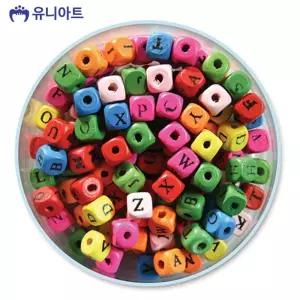 (색상혼합-알파벳) 모양비즈 9번 나무비즈 /비즈/공예/만들기/재료/팔찌/목걸이/악세사리/스트랩/줄/소품