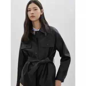 [CC콜렉트](신세계 사우스시티)벨티드 페이크 레더 자켓_C261PSF151
