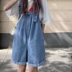 멜빵바지 데님 버클 청 점프수트 청반바지 캐주얼 와이드핏멜빵 E2FED