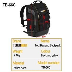 ToughBuilt TB-66C 도구 가방 및 배낭 견고한 오프로드 베이스, 전기 기사, 건설용 중부하 작업 현장 백팩