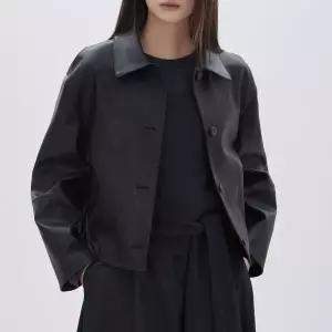 [ZOOC]페이크 레더 셔츠형 크롭 자켓