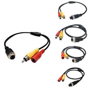 (MO)1개 RCA AV & DC 전원 변환 케이블 4핀 항공용 남성-여성 어댑터 자동차 후방 카메라 모니터 DIY 액세