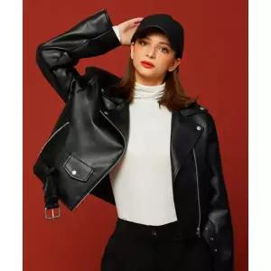 KOLEAT WOMEN 크롭 오버핏 마일드레더 라이더자켓 [벨트탈부착] 2432821
