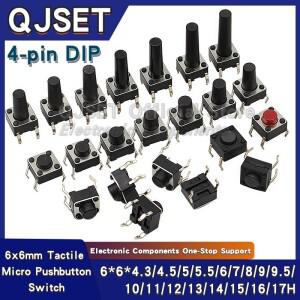 20개 6x6x5mm DIP 4핀 G89 터치 탭 버튼 마이크로 스위치 셀프 리셋팅 6x6x5mm/4.3/6/7/8/9/10/11/12/13/14