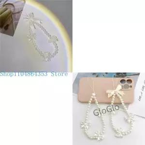 652f 전화 끈 보석 세련된 전화기 매력 스트랩 진주 구슬 펜던트 Bow Knot Phone Chain Acrylic 자료