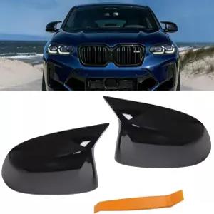 209-2025년용 BMW X3 G0 X4 G02 X5 G05 X6 G06 X7 G07용 후사경 커버 2개 광택 블랙 M 스타일 혼 미러 캡
