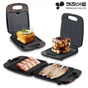 키친아트 KWG-P1200 쿼드 4구 와플메이커 2in1 전기그릴 파니니 샌드위치 크로플 분리형 플레이트 1200W